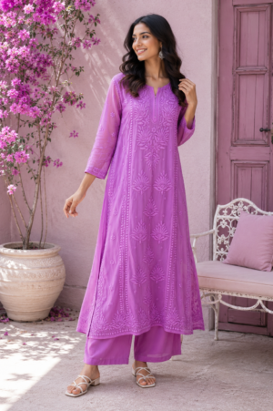 Lavender Embroidered Kurti