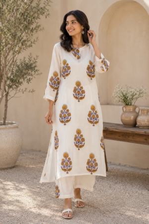 Ivory Floral Printed Co-ord sets