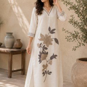Ivory Floral Applique Salwar Suits