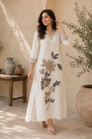 Ivory Floral Applique Salwar Suits