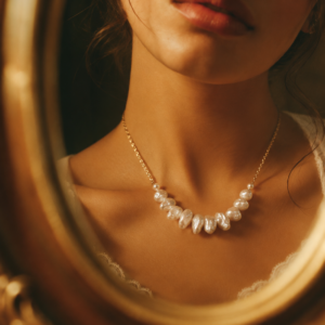 Minimal Pearl Bar Gold Chain Necklace