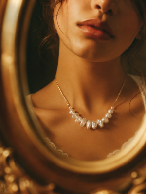 Minimal Pearl Bar Gold Chain Necklace