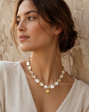 Shell Pearl Gold Chain Necklace