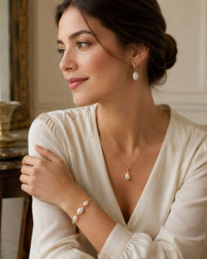 Minimal Pearl Pendant Jewellery Set