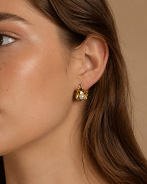 Golden Shell Pearl Stud Earrings