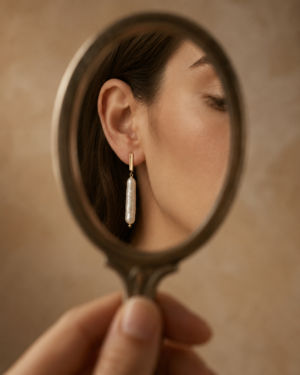 Baroque Pearl Gold Bar Drop Earrings