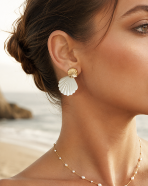 Pearl Shell Fan Stud Earrings