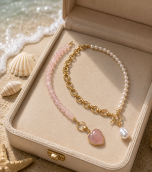 Rose Quartz Pearl Layered Necklace
