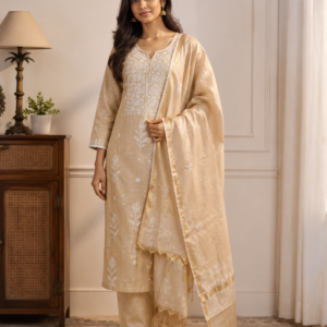 Champagne Gold Embroidered ⁠Salwar Suits