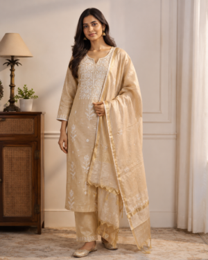 Champagne Gold Embroidered ⁠Salwar Suits