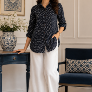 Black Ikat Block Printed Shirt