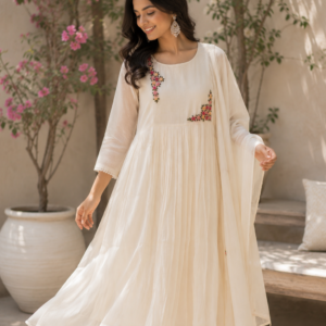 Ivory Floral Yoke  ⁠Anarkali Suits