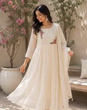 Ivory Floral Yoke  ⁠Anarkali Suits