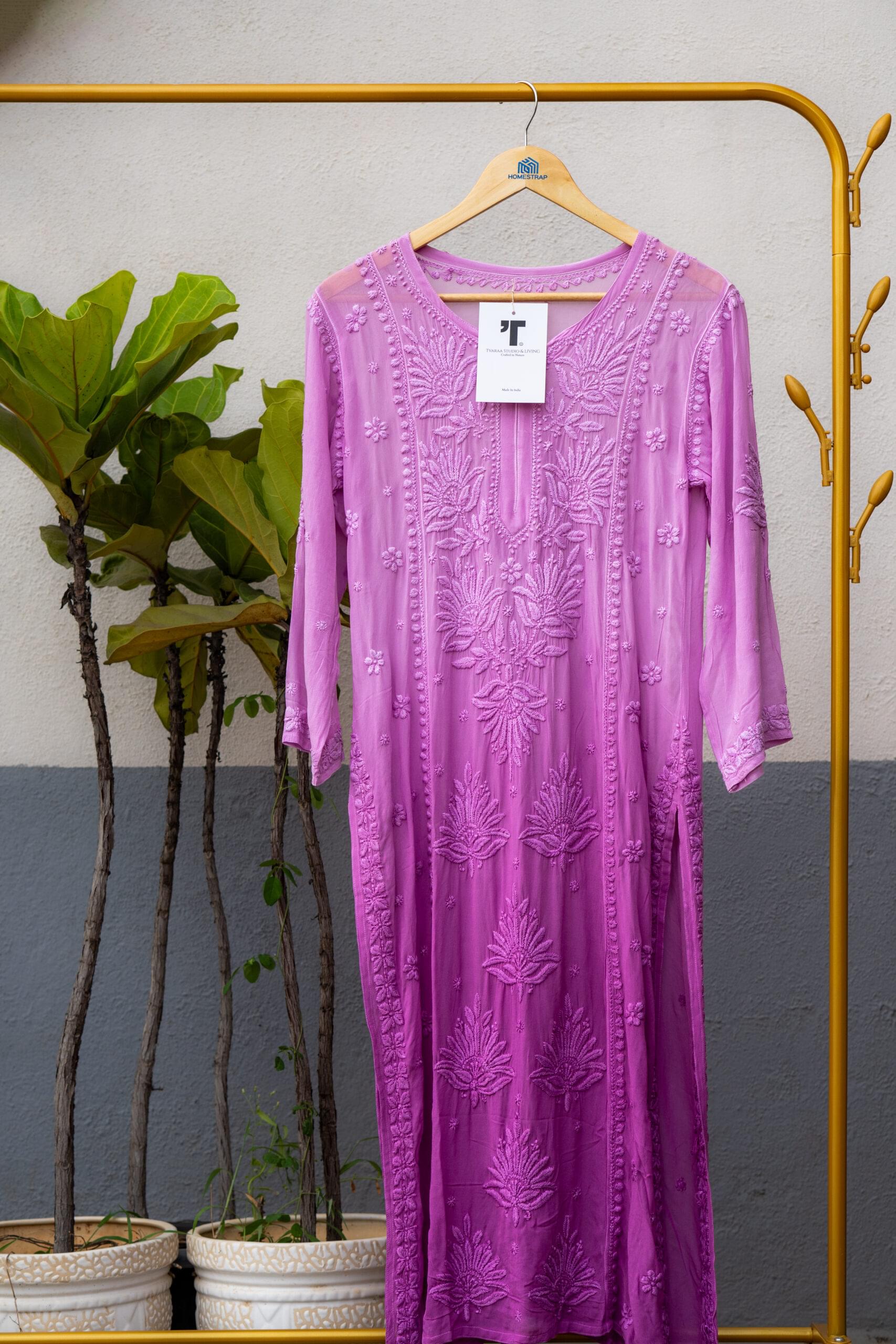 Lavender Embroidered Kurti - Image 3