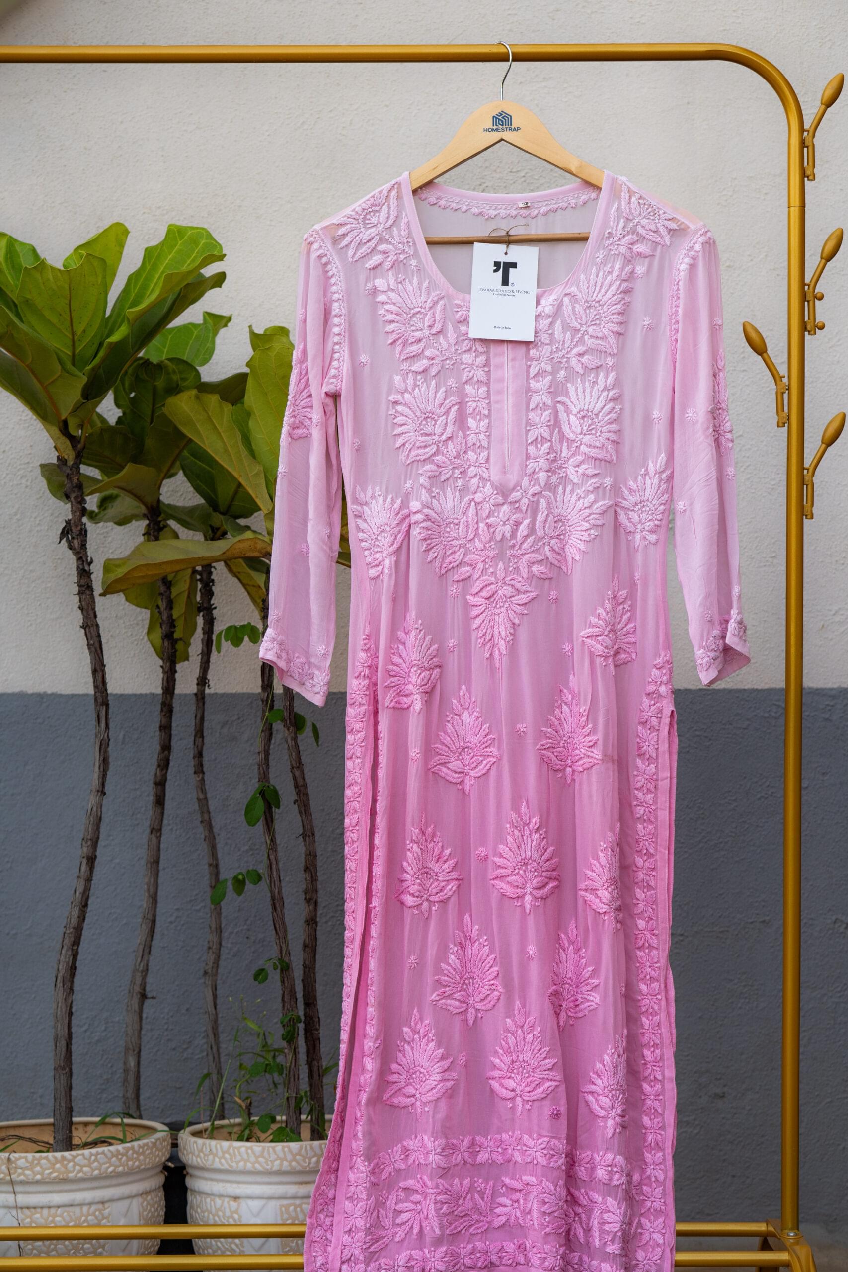 Blush Pink Embroidered Kurti - Image 3