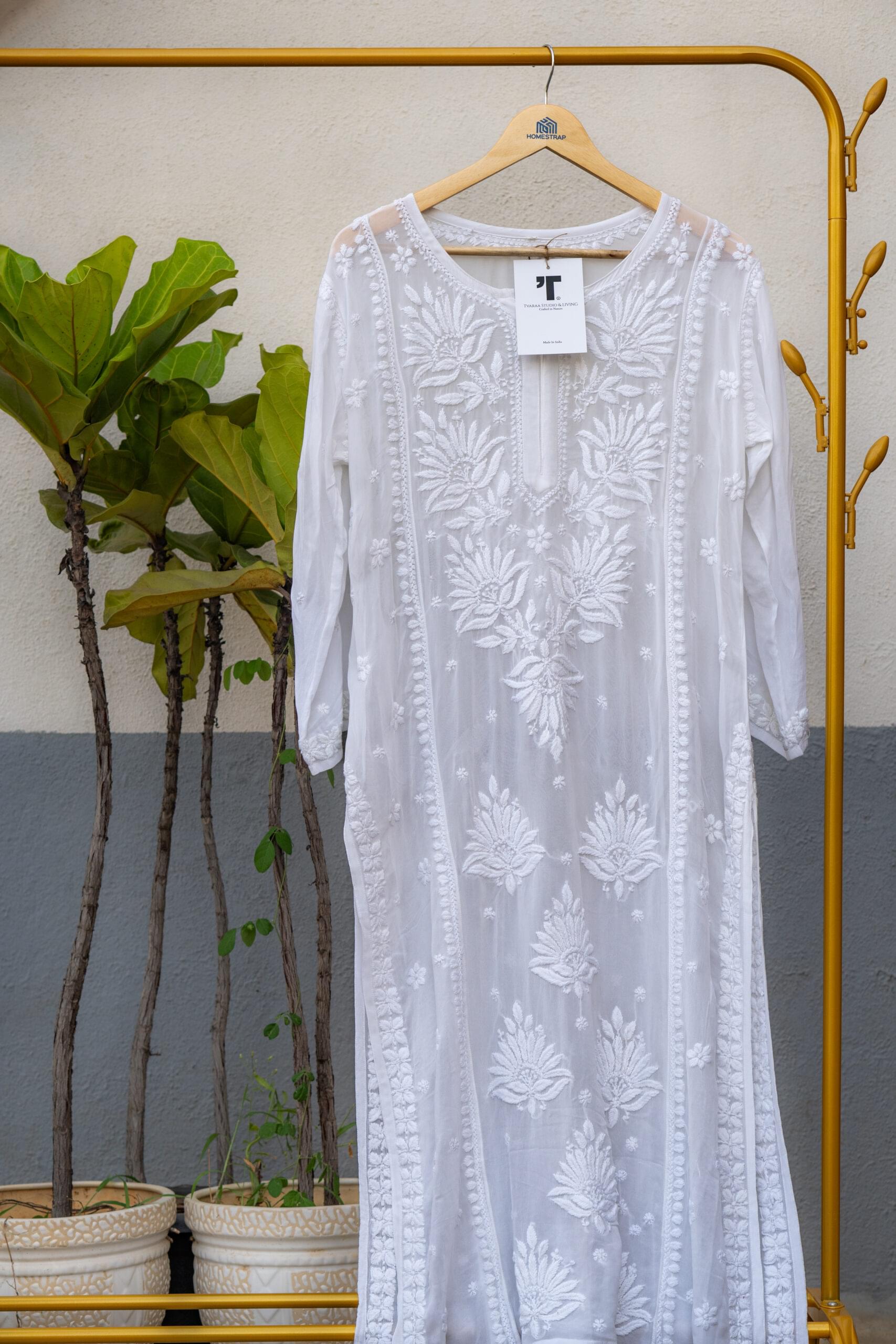 White Embroidered Kurta Sets - Image 3