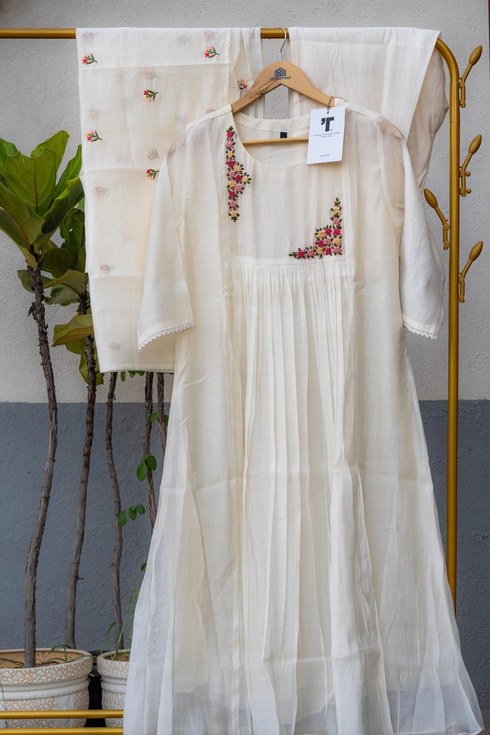 Ivory Floral Yoke  ⁠Anarkali Suits - Image 3