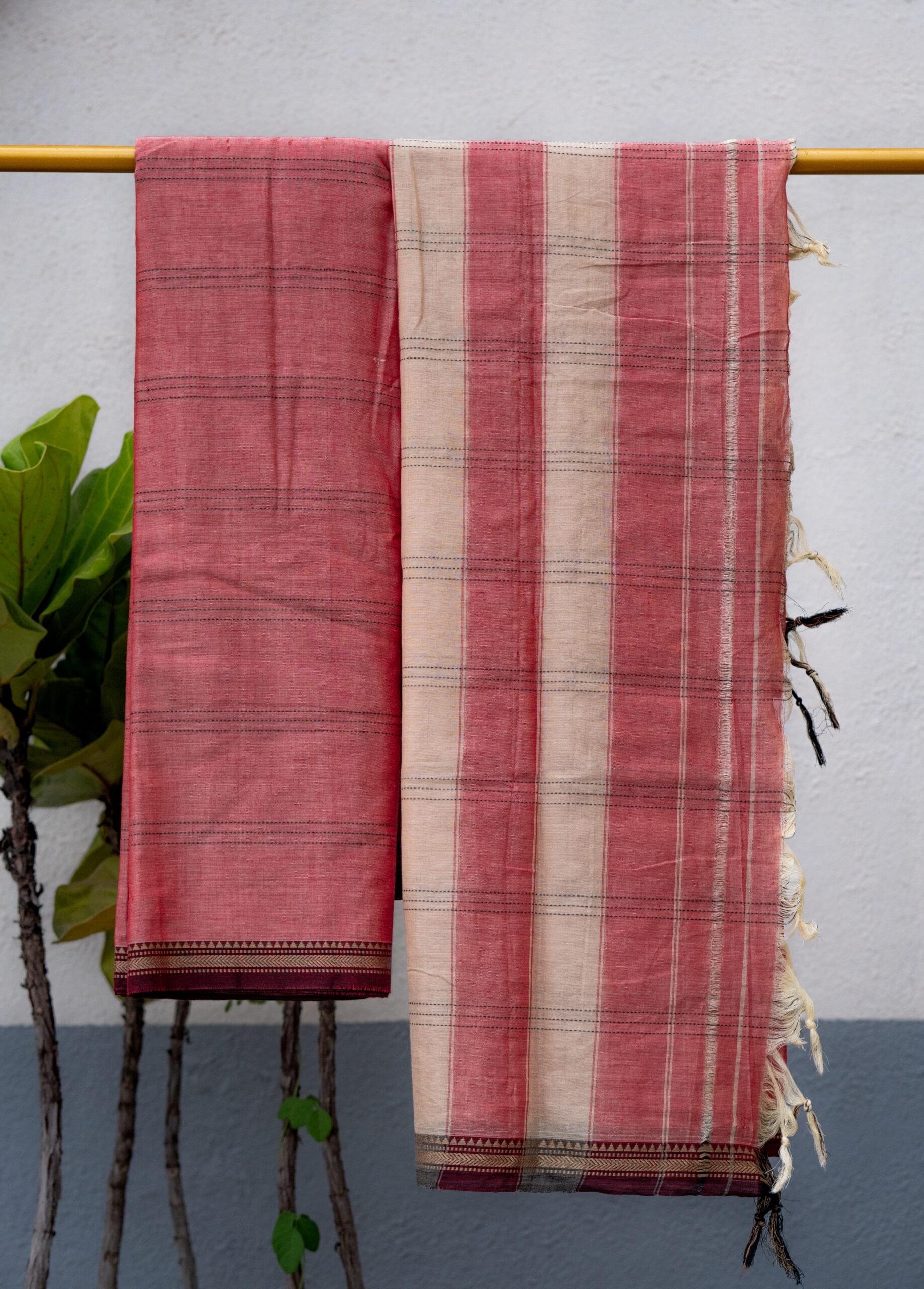 Rose Pink Checked Dress Material - Image 4