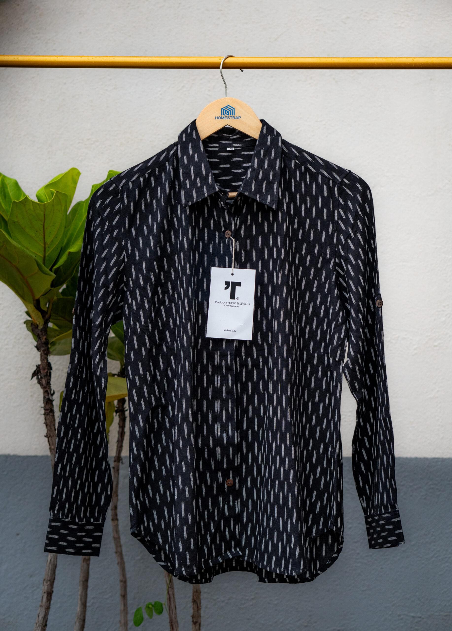 Black Ikat Block Printed Shirt - Image 3
